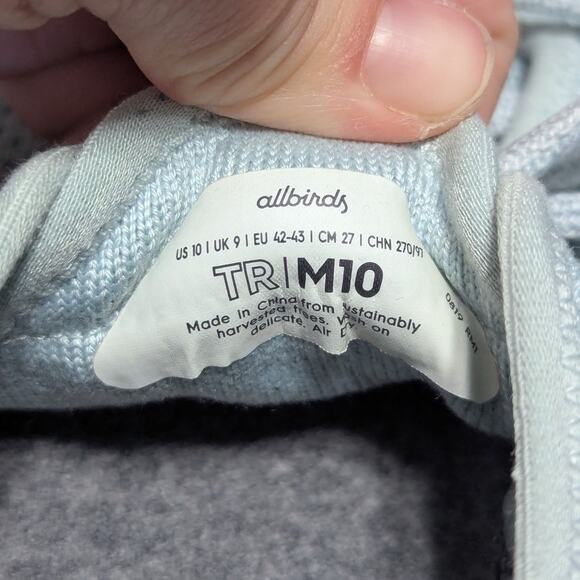 Allbirds Tree Runners Sneakers Wool Clarity Baby Blue Mens 10 Loungewear Comfort - Picture 7 of 7